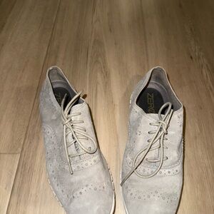 Cole Haan Light Gray Suede Oxfords